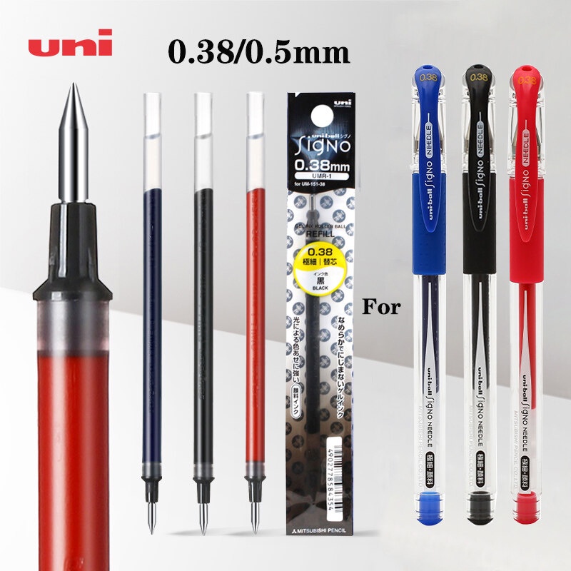 Set van 3 - signo - uni balpen - UMR-1 navulling voor UM-151-0,38 mm - zwart