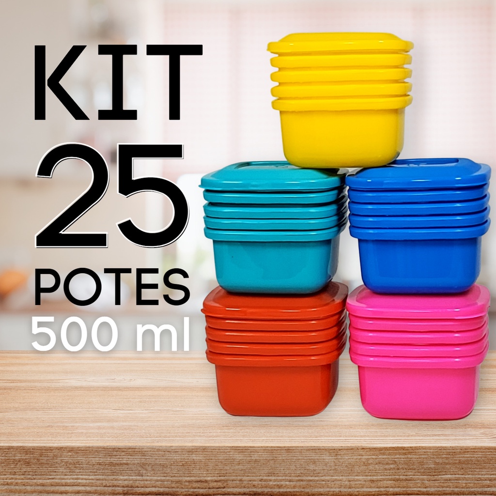 Kit 25 Potes Vasilhas Tupperware Para Cozinha Alimentos | Shopee Brasil