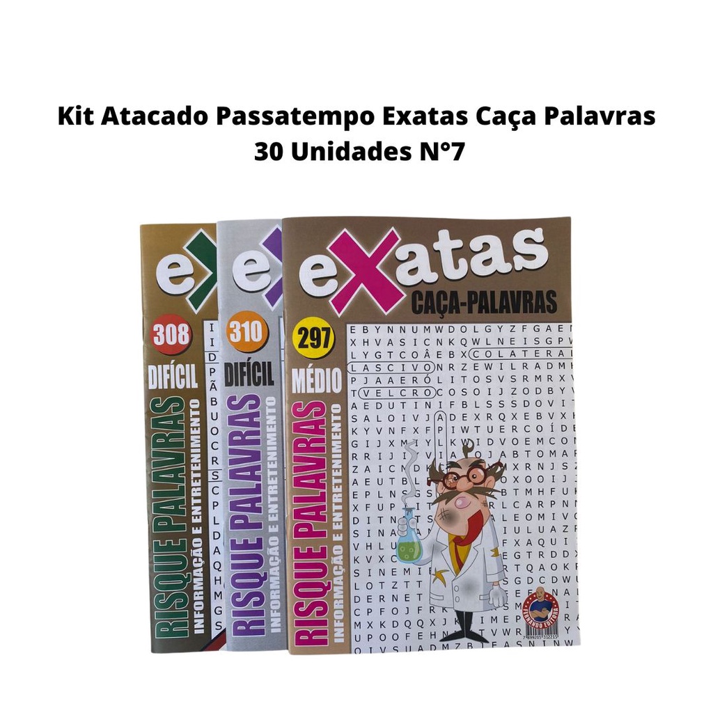 Kit Caça-Palavras com 10 Revistas Nível Fácil/ Médio/ Difícil Ed.1 Capa  comum 2022 Edicase Publicações