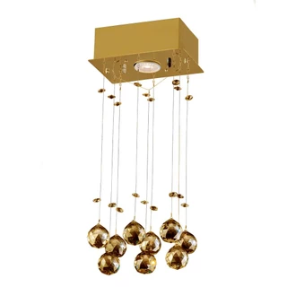 Lustre Cristal Plafon Retangular Dourado 1 Luz GU10 Crystal Ball LLUMM Bronzearte
