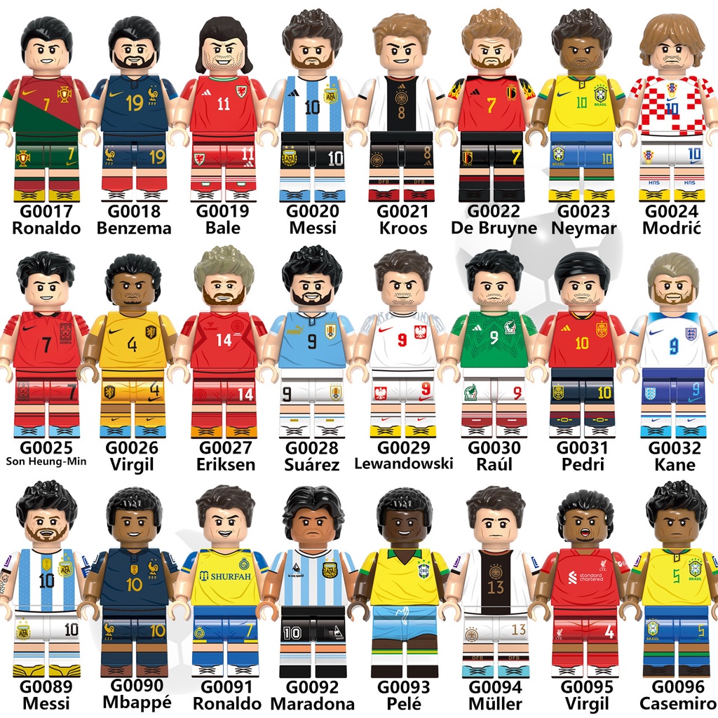 Minifiguras De Jogadores De Futebol Blocos De Construção Messi Ronaldo Neymar Mbappe Figuras De Brinquedos