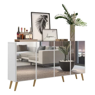 Multimóveis Retrô Vegas Aparador Buffet 4 portas com Espelho V3559 de 123cm