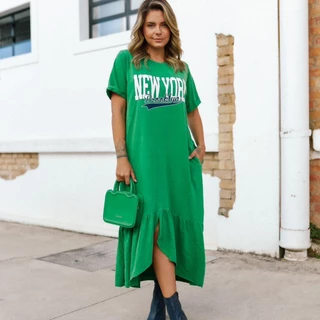 Vestido Midi Estonado De Algodão Abigail