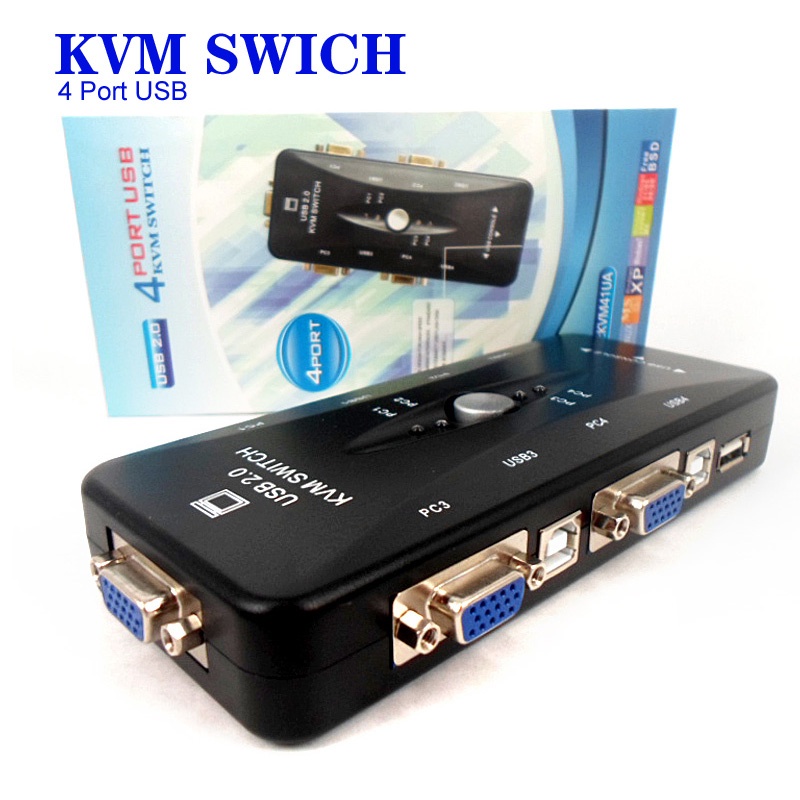 Conmutador Kvm 4 Puertos Multiplexor Usb Vga 4 Computadoras | Meses sin interés