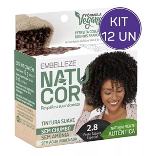 KIT TINTA DE CABELO NATUCOR NATURALMENTE AUTÊNTICA CAFÉ FORTE PRETO TABACO ESPECIAL 2.8 KIT