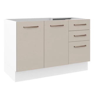 Balcão Gabinete de Pia Cozinha 2 Portas e 3 Gavetas Branco/Crema Agata Madesa em Oferta na Shopee