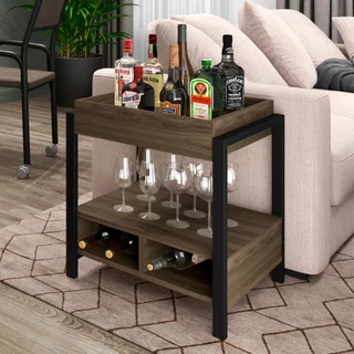 Mini Bar Habitat Madeirado e Tubos Pretos Carraro em Oferta na Shopee