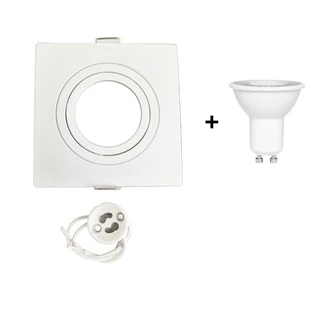 KIT Spot Embutir MR16 Quadrado Plano BR+ Lâmpada LED 3000K