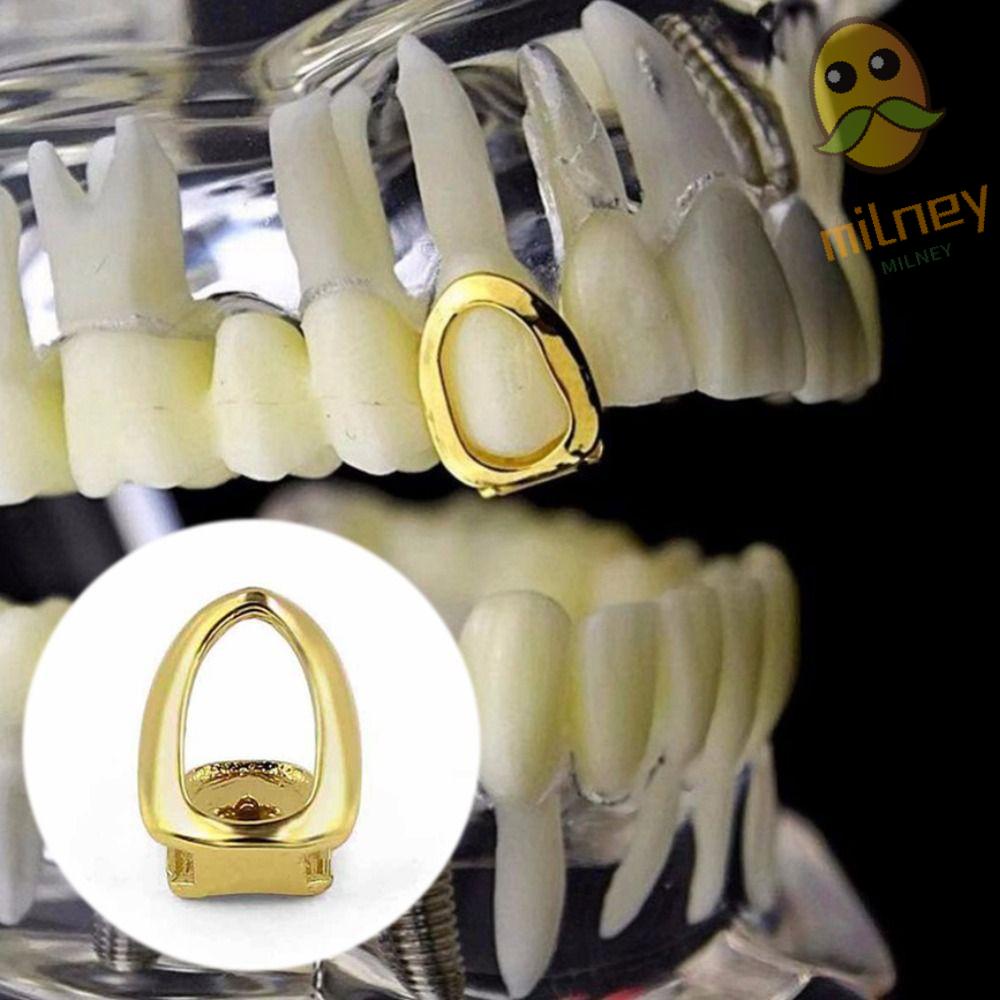 MILLNEY 2Pcs Dentes De Uma Só Manilha Ouro Personalidade Dentária De Fundo