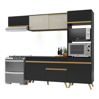 Cozinha Compacta 4 peças com Leds MP2016 Veneza Up Multimóveis Preta