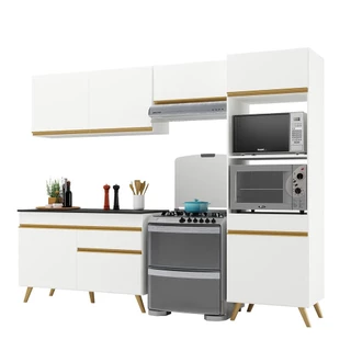 Cozinha Compacta 4 pç c/ Armário e Balcão MP3693 Veneza GW Multimóveis Branca