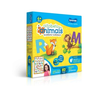 Quebra Cabeça Quadrão Alfabeto dos Animais 60 Peças -Toyster