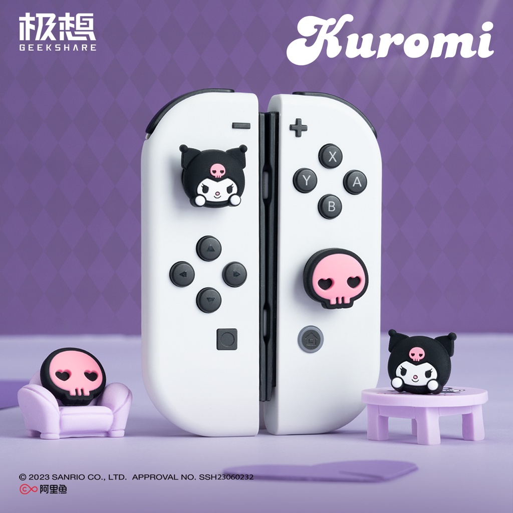 Geekshare Cute Sanrio Kuromi-Tampas De Silicone Com Tema Para Nintendo Switch E OLED
