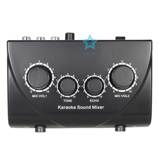 Misturador De Som De Karaokê Portátil Áudio Estéreo De Eco Entradas Duplas De Microfones Com Cabo RCA Adaptador De Energia Para TV PC Amplificador Smartphone