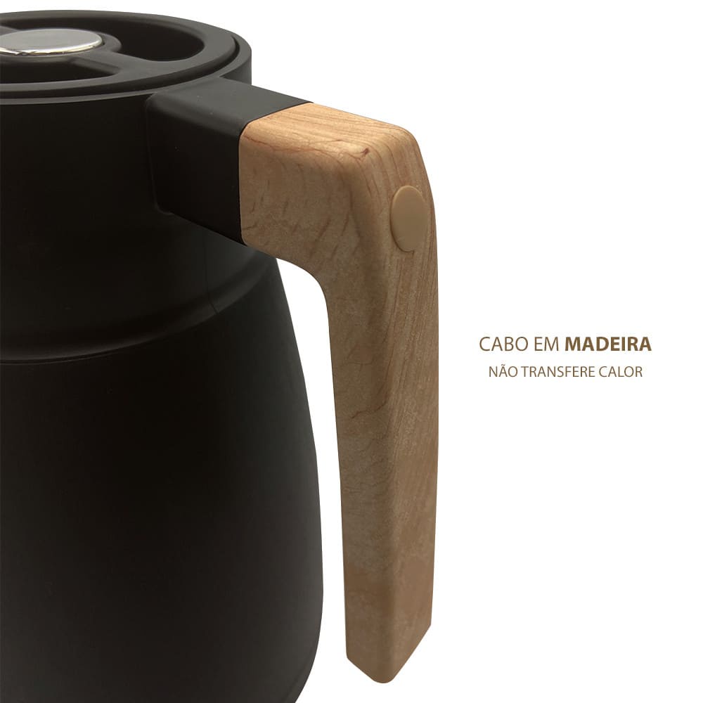 Garrafa Térmica Para Água/Chá/Café Na Cor Preta 750ML