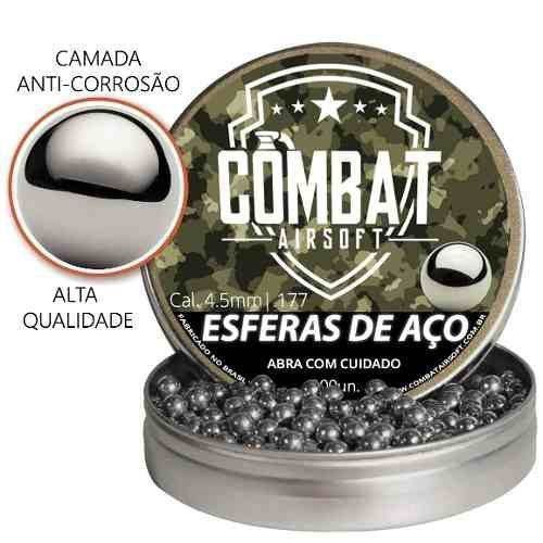 ESFERAS AÇO 4,5MM 300UN - COMBAT AIRSOFT -