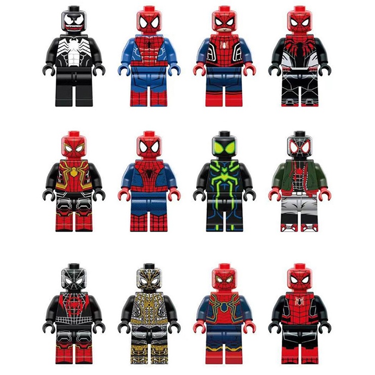 Lego Blocos De Construção Brinquedos 12 Pcs Marvel Homem Aranha De Ferro Cyrodiga Ultraman Minifigura Montados Educativos Para Crianças