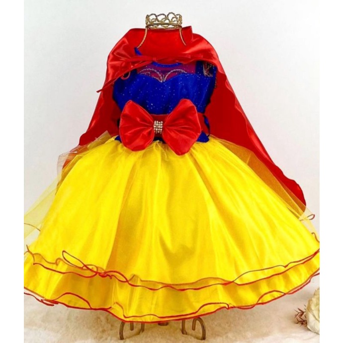 Vestido festa infantil branca de neve realeza personagens princesa 1 aninho a 8 anos daminha formatura batizado primeira