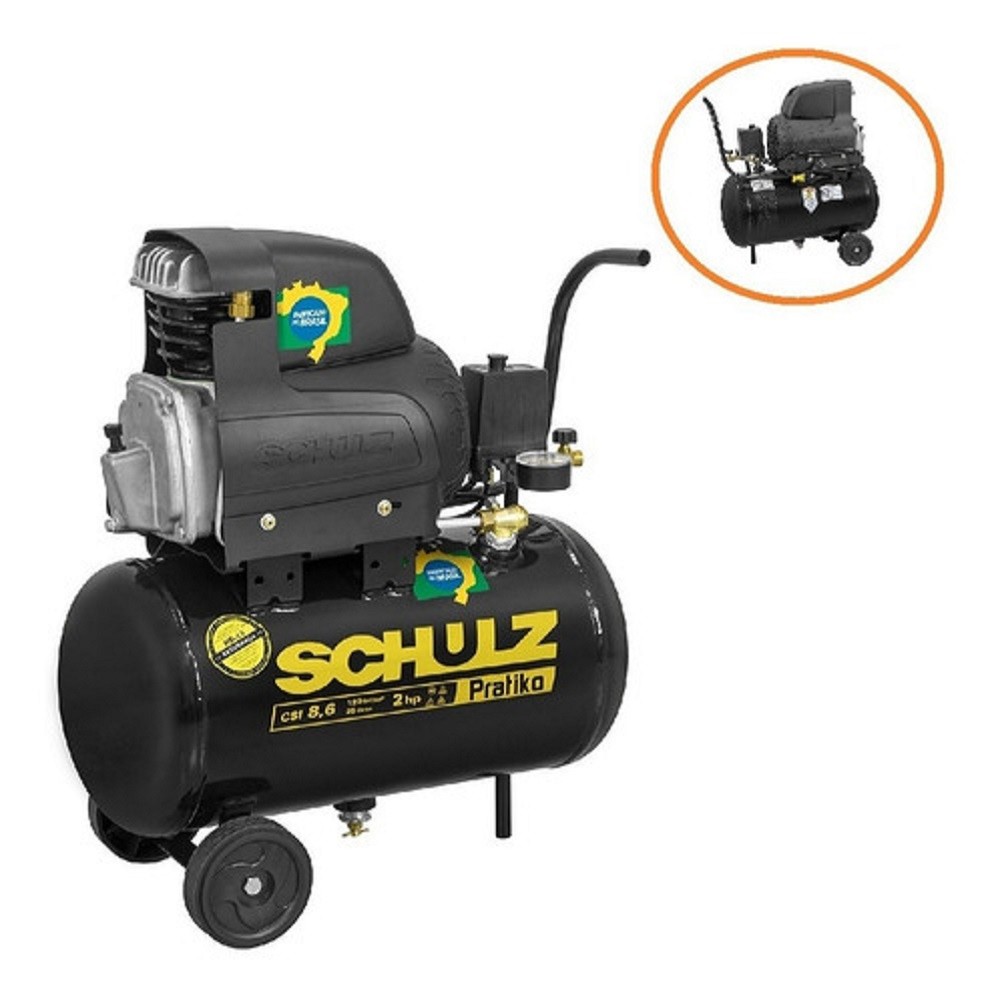 COMPRESSOR AR 8,6PÉS PRATIKO CSI 8,6 25L 110V/220V SCHULZ