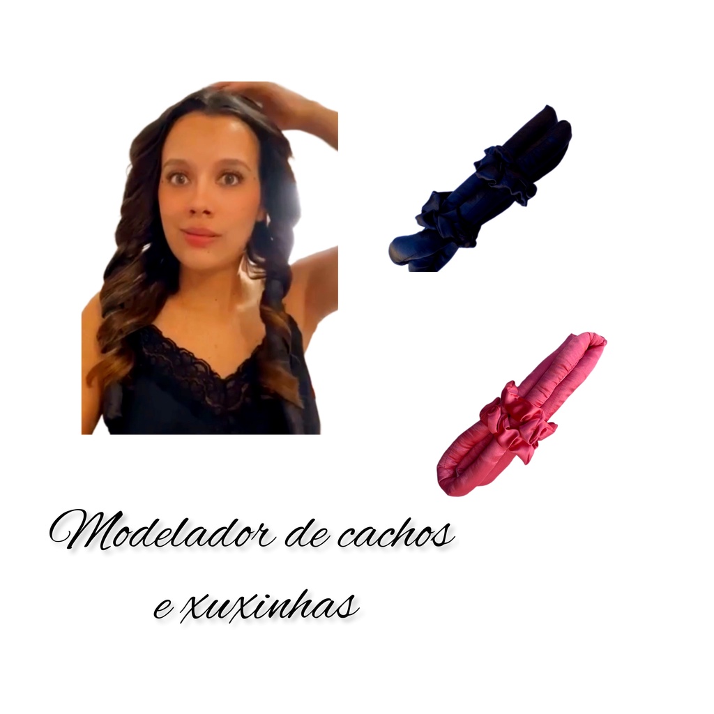Modelador de cachos cetim heatless curls e xuxinhas de cetim
