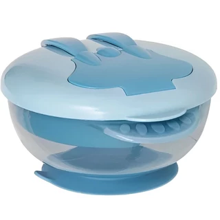 Kit Refeição Infantil Com Tampa Compartimento E Talheres Azul 16247 - Buba