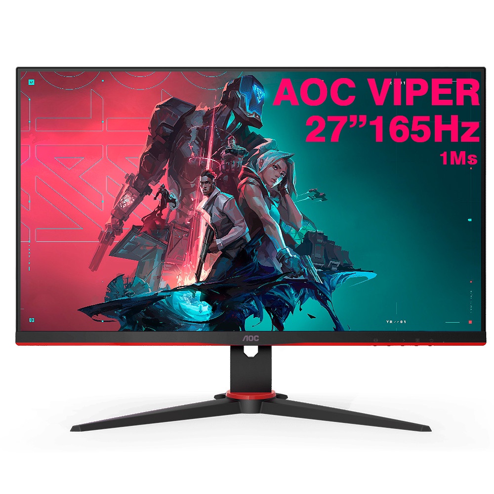 Monitor Gamer AOC 27 Polegadas Viper Full HD 165Hz 1ms HDMI DP VA HDR FreeSync Premium Pro