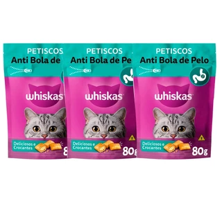 Kit 3 Un. Petisco Whiskas Temptations Anti Bola De Pelo Gatos Adultos 80g em Oferta na Shopee