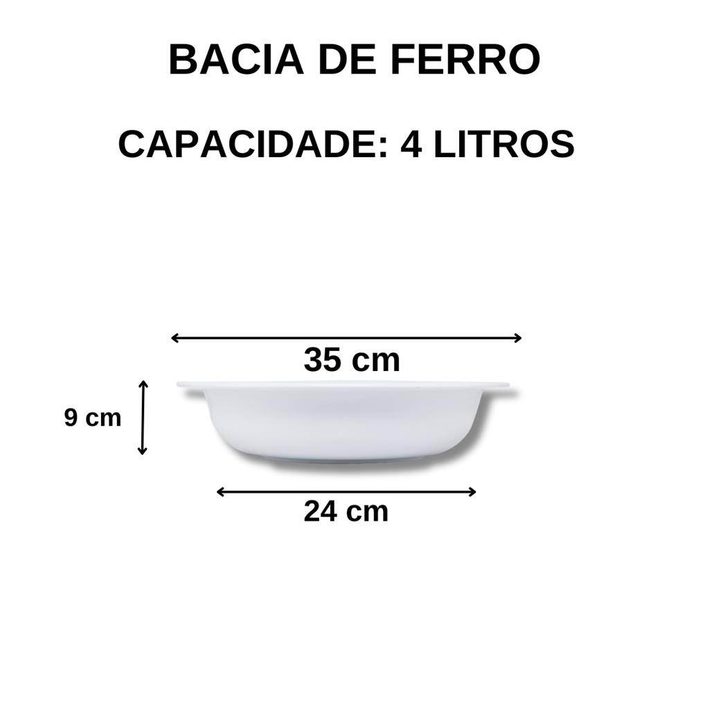 Bacia N35 De Ferro Branca 35 Cm Diametro Spa Dos Pes 4 Lt