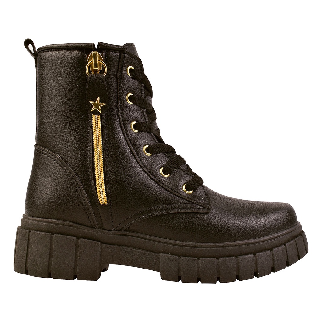 Bota Coturno Infantil Menina Grugui Teen Tratorada Zíper Shopee