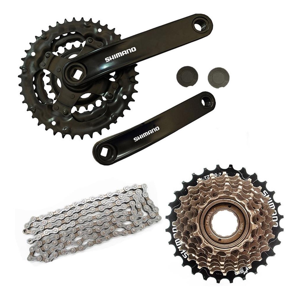Kit Shimano Relacao Transmissao Pedivela+catraca 7v+corrente