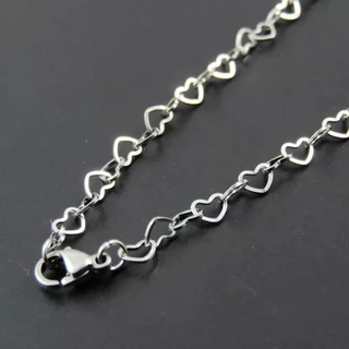Colar Feminino Elo de Coração Vazado Em Aço Inox 45cm - Oferta