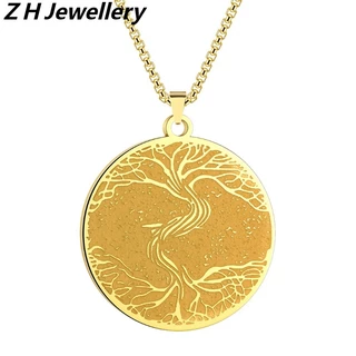 Z H Jóias Colar Pingente De Aço Inoxidável Árvore Da Vida Ouro 18K De Para Homens E Mulheres Boêmio Party Rock Punk Acessórios De Moda Presente