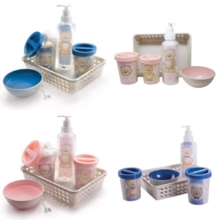 Kit Higiene Bebe Infantil Organizador Plasutil Decorado Cuidados Diários Menina Menino Troca de Fralda