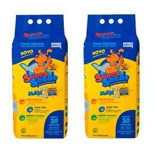 Kit com 2 Tapetes Higiênicos Super Secão Max Para Cães 30 unidades