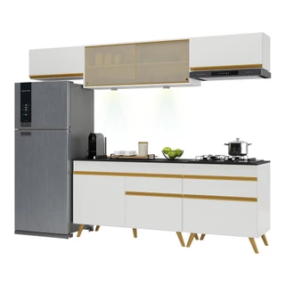 Cozinha Completa 5 peças com Leds MP2033 Veneza Up Multimóveis Branca