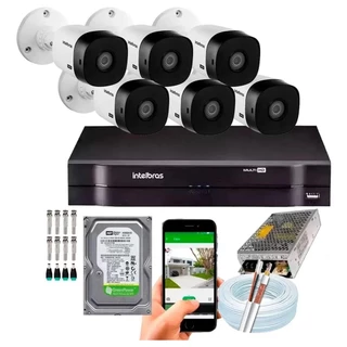 Kit 6 Câmeras Intelbras 1120b Hd Dvr Mhdx Full hd 8 Canais Completo