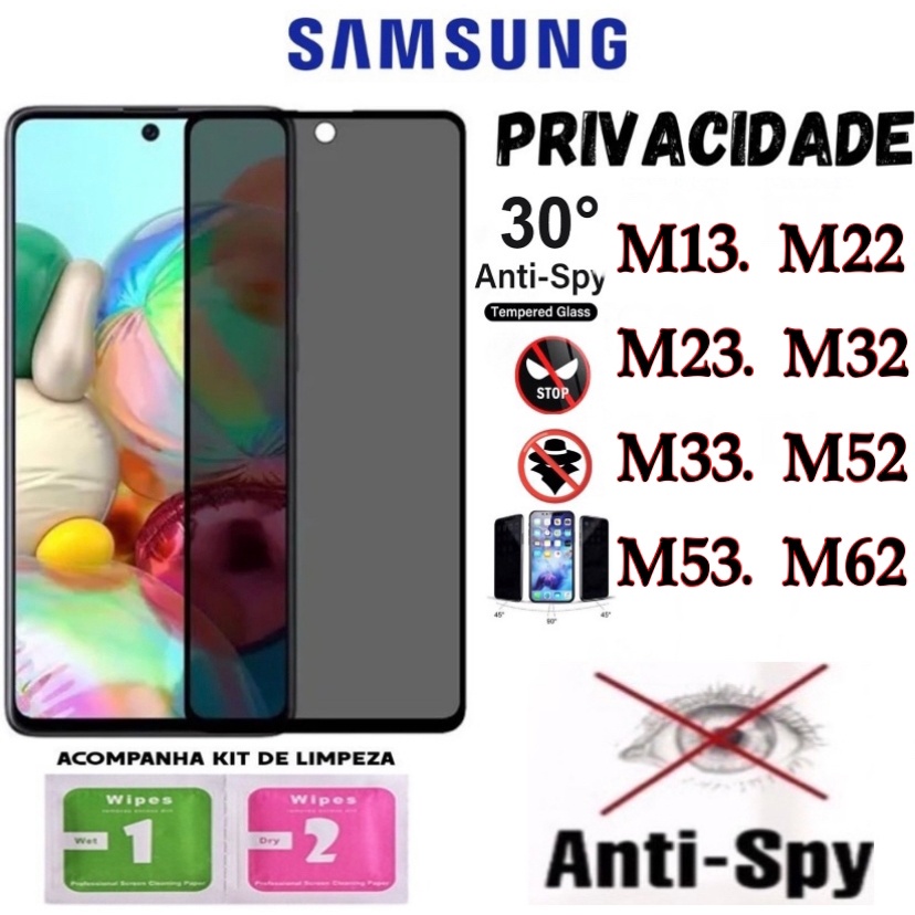 Película Privacidade 3D Anti Spy Samsung M13 M22 M23 M32 M33 M52 M53 M62