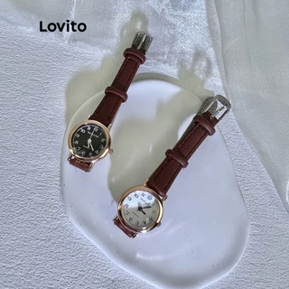 Lovito Relógio Digital de Quartzo Simples com Pulseira de PU para Mulheres LNA13102 (Branco/Preto)
