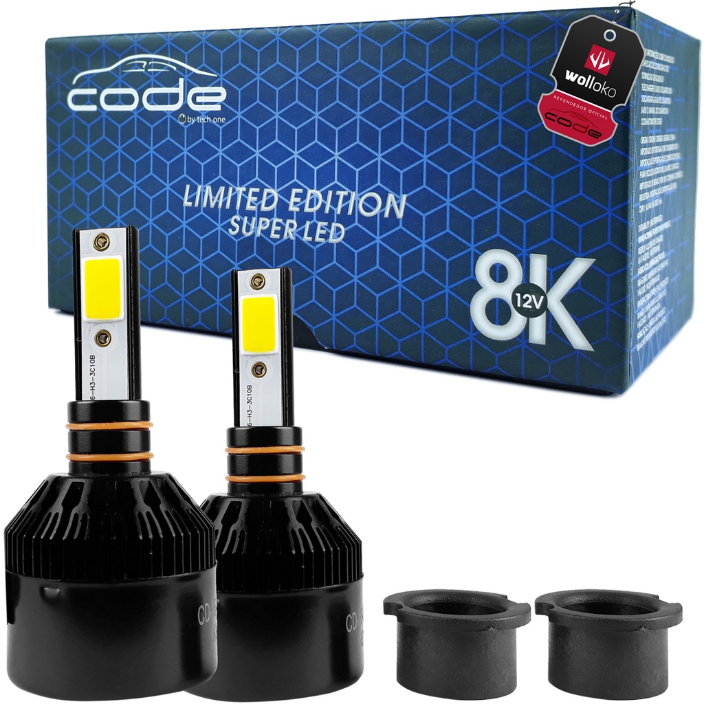 Lampada Led Code H1 H3 H4 H7 H8 H9 H11 HB3 HB4 H16 H27 8000k Azulada ...