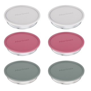 Conjunto de Assadeiras Marinex Redonda 2,4 Litros Média com Tampa Pástica 6 Peças