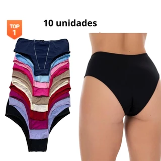 KIT 10 Calcinha Senhora Confortável Cós Alto Lingerie