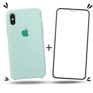 Kit 2em1 Para iPhone X / XS - Case Silicone Aveludada + Pelicula de Vidro 3D 5D Full Cover