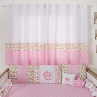 Cortina Imperial 2,00M Infantil Bebe ALGODAO rosa claro quarto ENXOVAL