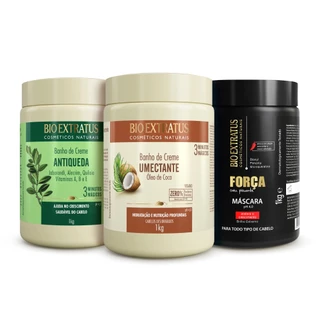 Kit Cronograma Força e Crescimento Capilar Jaborandi/Umectante/Força Bio Extratus - 1Kg