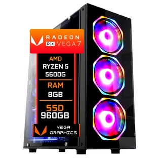 PC Gamer Fácil Amd ryzen 5 5600G Radeon Vega 7 Graphics 8GB DDR4 3000Mhz SSD 960GB - Fonte 500w