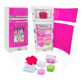 Geladeira Infantil Brinquedo Criança Cozinha Com Comidinhas Magic Toys