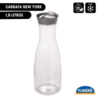 Garrafa New York 1,8 litros Cinza Plástico Resistente Plasútil