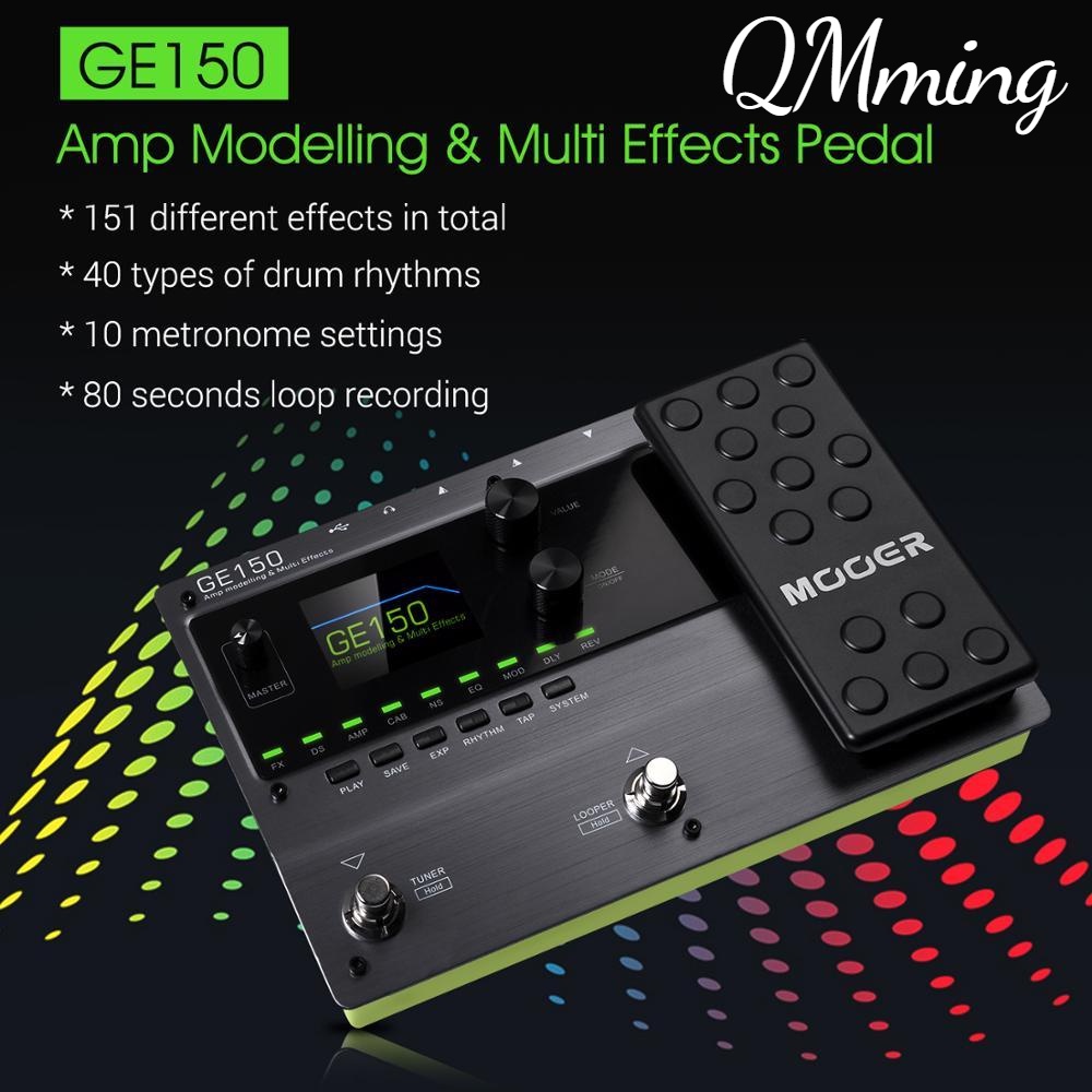 MOOER GE150 Efeitos De Simulação De Amperes Pedal Amplificador Modelagem E Multi-Looper De 80 Segundos 40 Ritmos De Tambor 10 Metrônomo Tap Tempo Otg Função