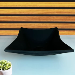 CUBA DE VIDRO QUADRADA 30CM PRETO FOSCO