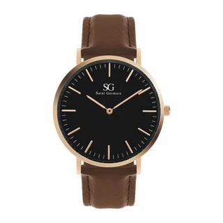 Relógio Masculino Marrom Saint Germain Bronx Black Rosé Gold Fundo Preto 40mm